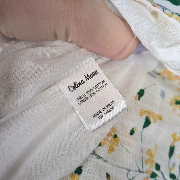 Celina Moon Belted Floral Faux Wrap Cap Sleeve Mini Dress Size Small - Picture 9 of 9